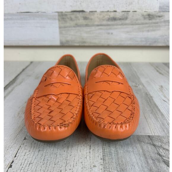 Talbots Women’s 6 Taylor Woven Orange Nectarine Driving Moccasin Loafers New - Picture 3 of 8